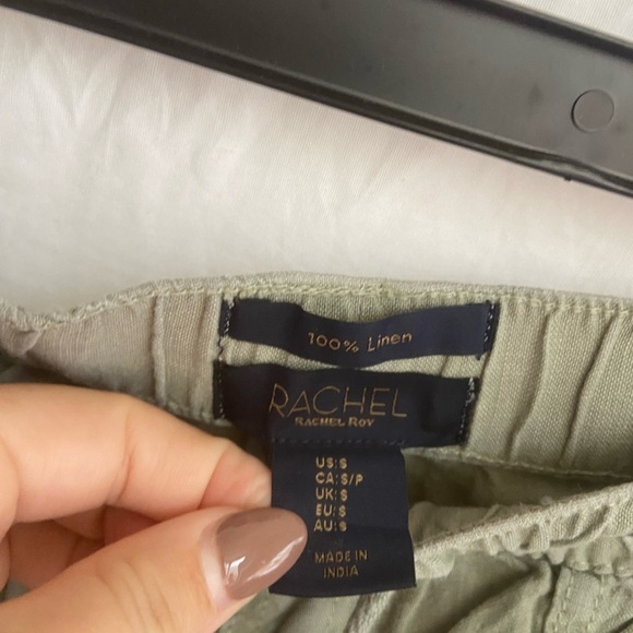 Rachel Zoe Sage Green 100% Linen Pants Cargo Size Small - Picture 9 of 14